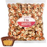 Peanut Butter Miniature Cups, Rees, Pack of Peanut Butter Cups, Bulk, 2 lb | Cups for Stocking, Dessert Toppings, Party Favors and Gift Baskets, Gifting or Everyday Enjoyment, Birthday, made with smooth