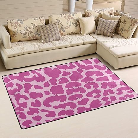 Ainans Pink Cheetah Leopard Area Rug Carpet Non Slip Floor Mat Doormats For Living Room Bedroom 60 X 39 Inches Amazon In Garden Outdoors