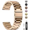 Fullmosa Watch Band, Quick Release Stainless Steel Replacement for Men Women, Metal Chain Watch Strap Width 16mm 18mm 19mm 20mm 22mm 24mm, Rose Gold, 18mm