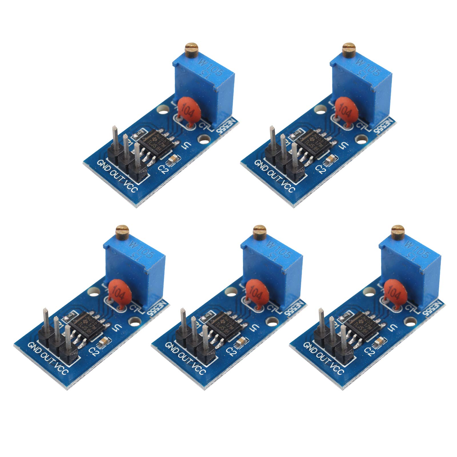 HALJIA 5PCS NE555 Pulse Generator Adjustable Frequency Module 5-12V DC Compatible with Arduino Smart Car Single Channel Output Module 25 * 13mm