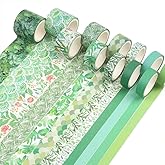 CCINEE 12 Rolls Green Washi Tape Set,Tropical Greenery Leaves Masking Tape for Bullet Journal Scrapbooking Planners Craft Sup