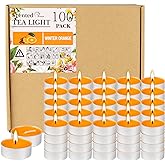 100 Pack Scented Tealight Candles 4 Hours, Winter Orange Aromatherapy Candles for Votive Home, Wedding Holiday and Emergency (Orange)