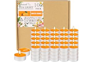 FCLAYVTS 100 Pack Scented Tealight Candles 4 Hours, Winter Orange Aromatherapy Candles for Votive Home, Wedding Holiday and Emergency (Orange)