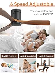 Sofucor Ceiling Fan no Lights, 52 Inch Low Profile