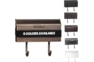 PRO-DF Cast Aluminum Metal Mailbox with Newspaper Hooks, Easy to Install Wall Mount, Heavy Duty, Rustproof Paint, Horizontal Mail Box for Outside House Porch - 16” x 4.25” x 8.25” (Antique Bronze)