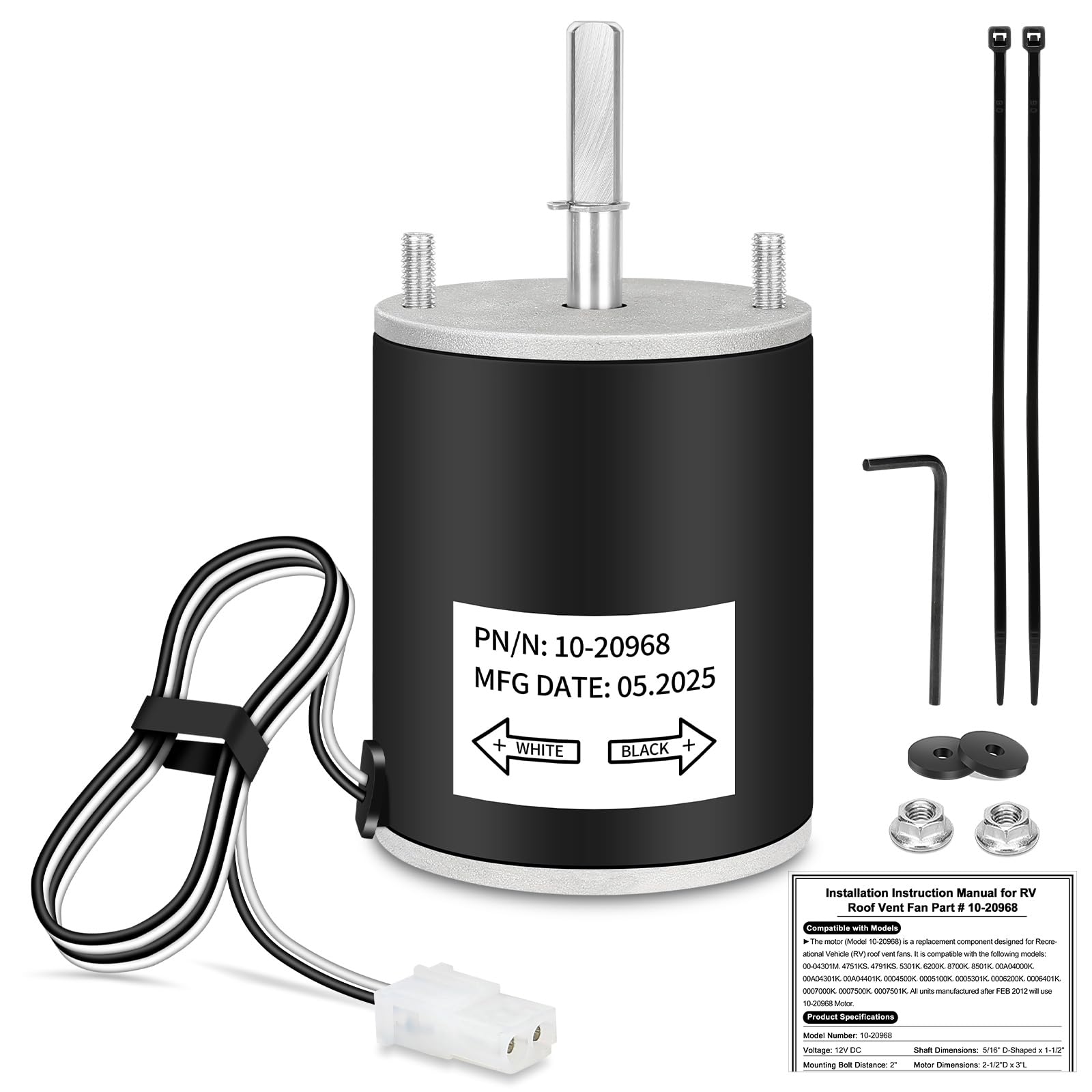 Photo 1 of 10-20968 RV Roof Vent Fan Motor Replacement – 12V D-Shaft Exhaust Motor for RV Vent Fans – Quiet Operation, High Airflow, Energy Efficient, Long-Lasting Performance Direct Fit for OEM - 1020968