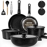Nonstick Pots and Pans Set - 20 Pack KIKCOIN Stackable Cookware Set with Detachable Handle, RV Kitchen Cooking Set with Remov