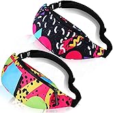 Sotiff 2 Pcs 80s 90s Fanny Pack Retro Waist Packs for Men Women Adjustable Casual Waist Bag Neon Cute Vintage Hiking Belt Bags for Travel Party Festival Hiking(Stylish Style)