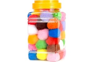 Caydo 100 Pieces 1.5 Inch Pom Poms 15 Colors Large Pompom Balls for Crafts for Kids DIY Art Creative Decoration and Valentine