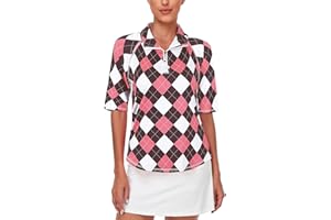 MISYULA STYLE Misyula Womens Golf Shirt Quick Dry Half Sleeve Quarter Zip Polo Workout Tops Tennis Shirts M-3XL