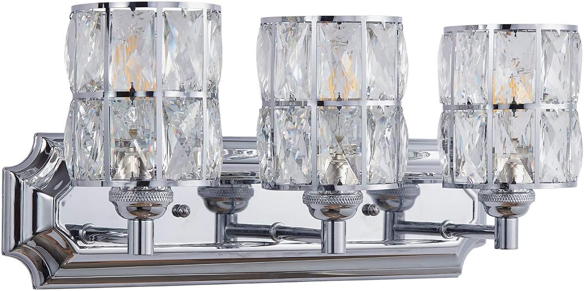 Best Vanity Lighting Polished Nickel With Crystals 3 Lights