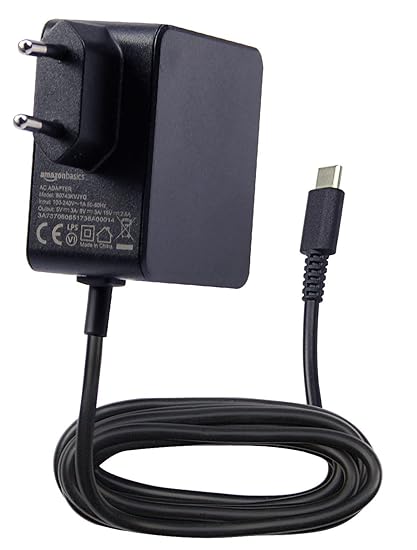 AmazonBasics - Ladegerät für Nintendo Switch (TV-Modus wird unterstützt), Doppelspannung (Gleichstrom), Schwarz