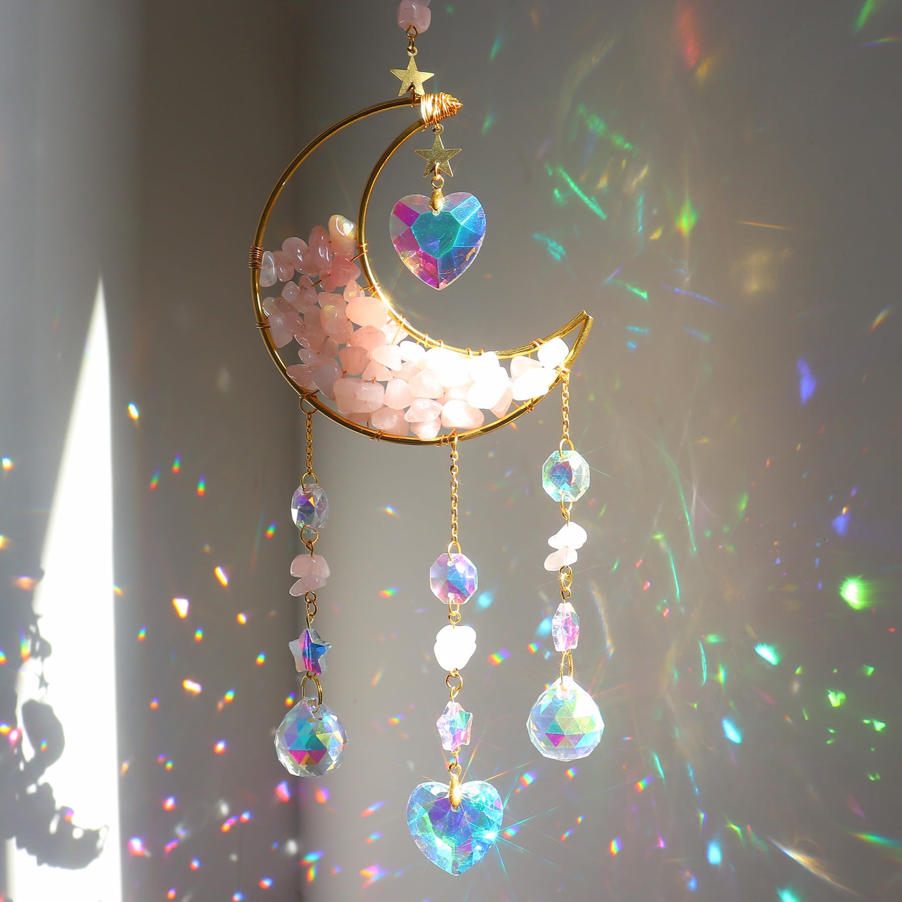 Suncatcher Crystal Window, Moon Crystal Pendant Decoration, Hanging Window Decoration, Crystal Suncatcher, Rainbow Suncatcher Crystal, Rainbow Crystal Pendant, Home Garden Decoration