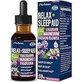 Nurbetoxa Valerian Root Sleep Aid Drops, Gotas de Glicinato y Citrato de Magnesio, Pasiflora y Valeriana para Dormir Profundamente adulto, Magnesium Citrate & Passionflower Extract Liquid Tincture.2oz