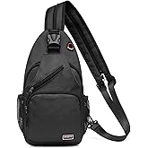 SUIKIHUM Convertible Sling Bag Crossbody Backpack, 11" Tablet Bags with Headphone Jack Shoulder Bag Casual Pack for Women Men Hiking Travel (Black)