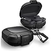 Dexnor for Shokz OpenFit 2 Case with Drop-Proof Lock, Shockproof Rugged Bumper Cases Protective Cover with Carabiner & Keyring & Cleaner Kit for Shokz OpenFit 2 (2025) Black