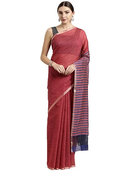 Womens Blended Cotton Saree (CCOPSC13600; Red)