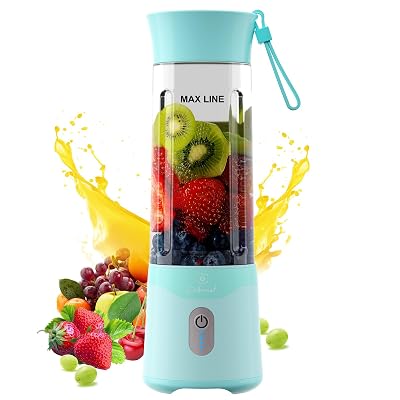 COKUNST 18oz Portable Blender, USB Rechargeable Personal Size Blenders, Smoothie Blender with 6 Blades for Protein & Shakes, Mini juicer with Extra Handle Lid for Travel Sports Outgoing, Green