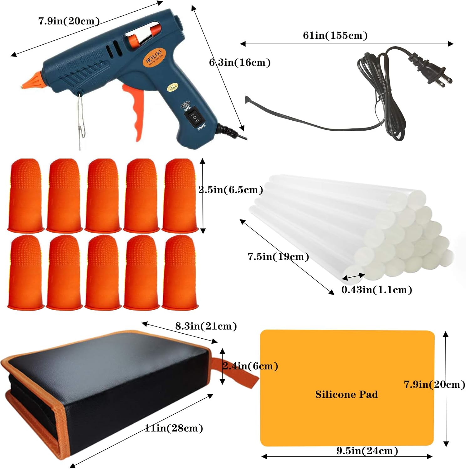 60/100W Hot Glue Gun Full Size with Carry Bag and 28 Pcs Hot Glue Sticks, Dual Power High Temp Melt Glue Gun Kit for DIY Arts Craft Projects, Home Quick Repairs