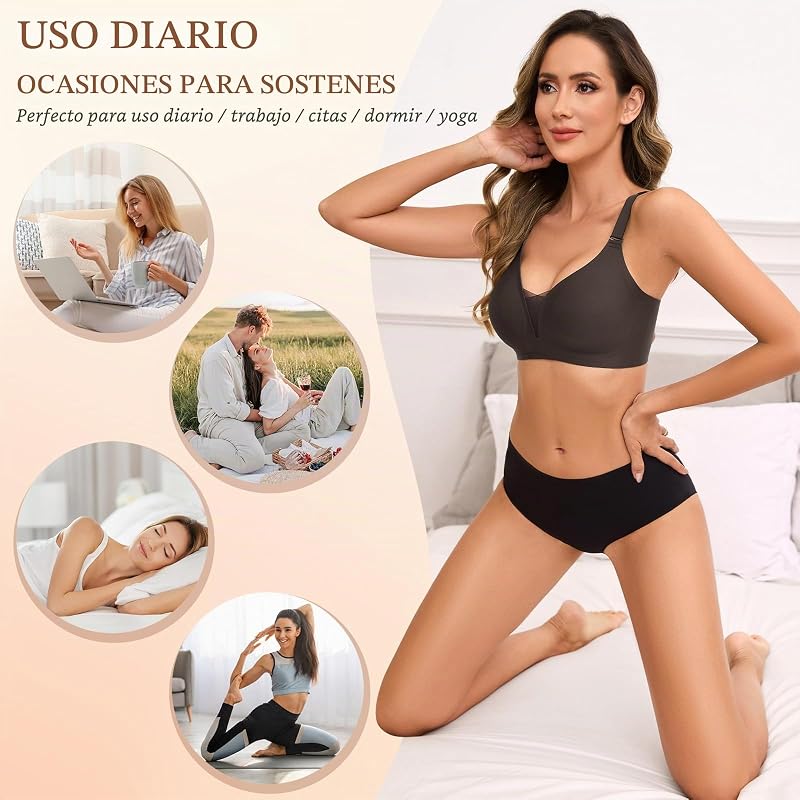 Soutien feminino sem aro com almofadamento e redução de soutiens push-up Soutiens básicos sensuais e sem costura Soutiens confortáveis para dormir, preto, XL