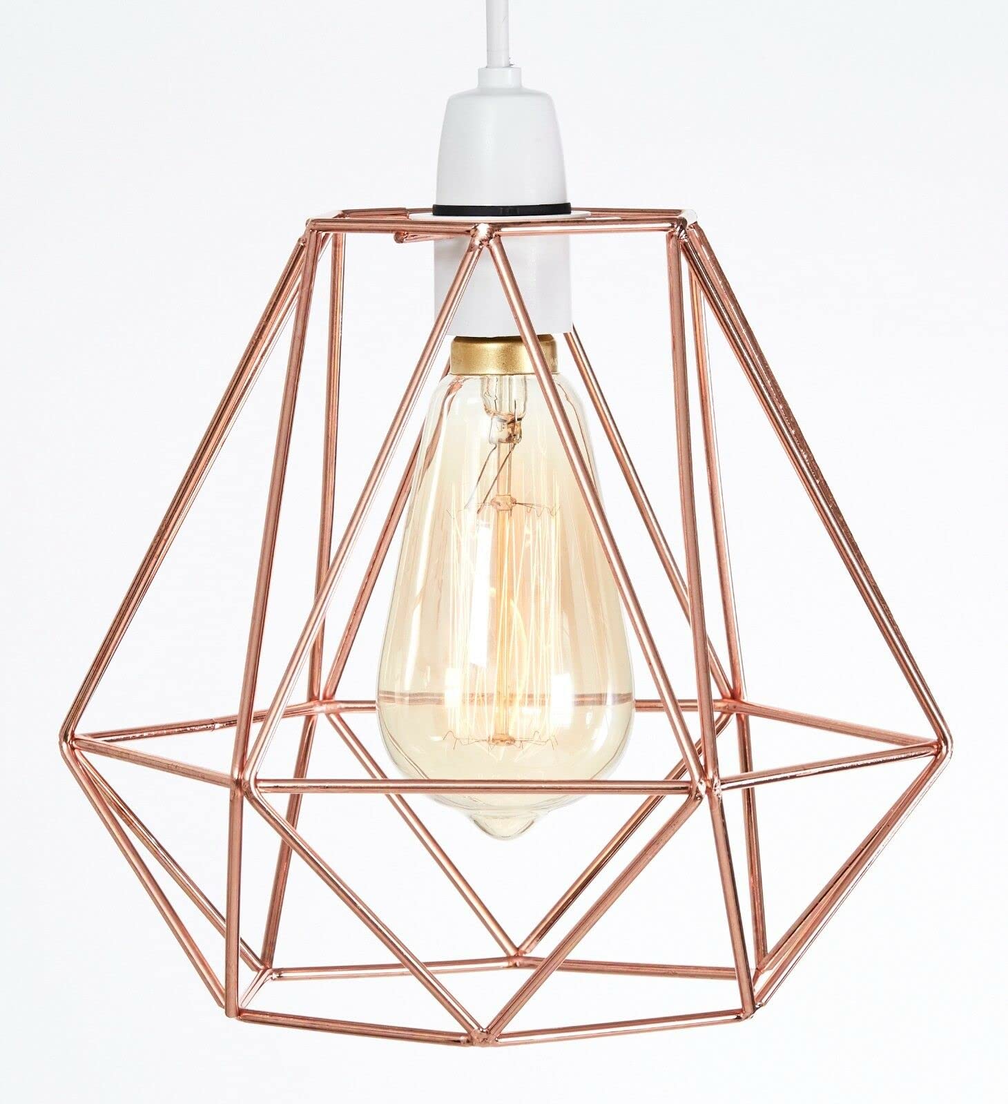 GMUK Home & Garden Products | Retro Vintage Industrial Easy Fit Wire Basket Cage Pendant Light Shade | Pendant Lights, Home Décor & Improvement Essential | 210mm Shade Diameter – Copper/Rose Gold