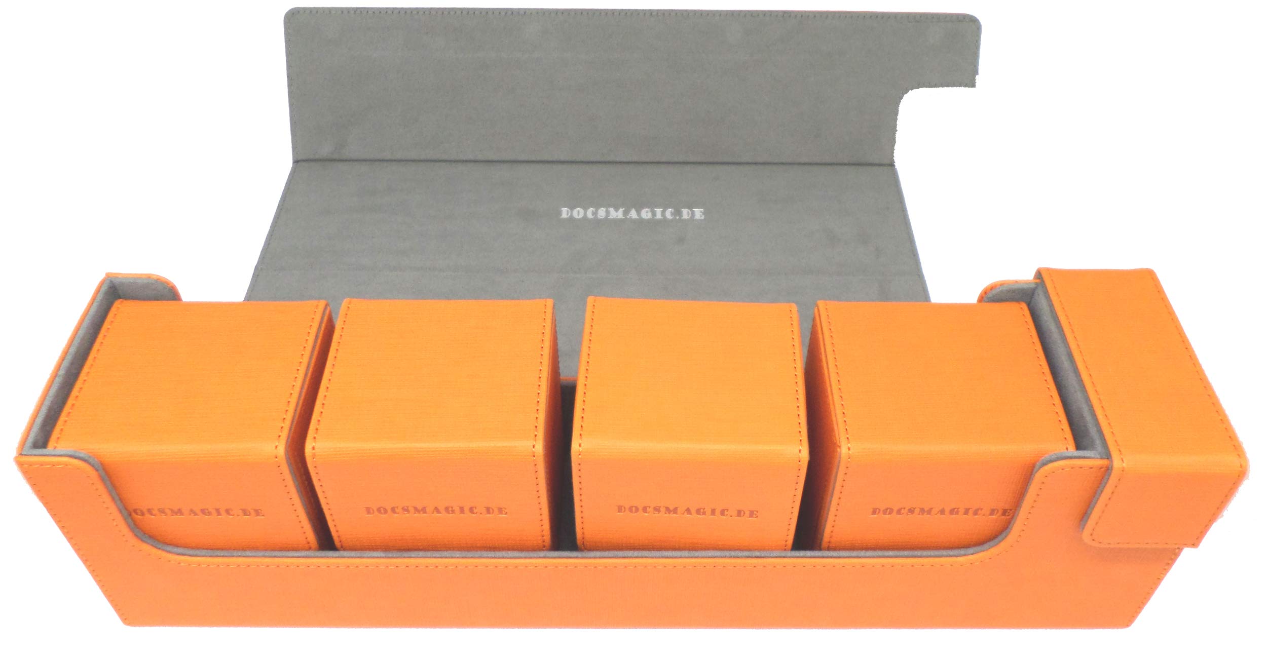 docsmagic.de Premium Magnetic Tray Long Box Orange Large + 4 Flip Boxes