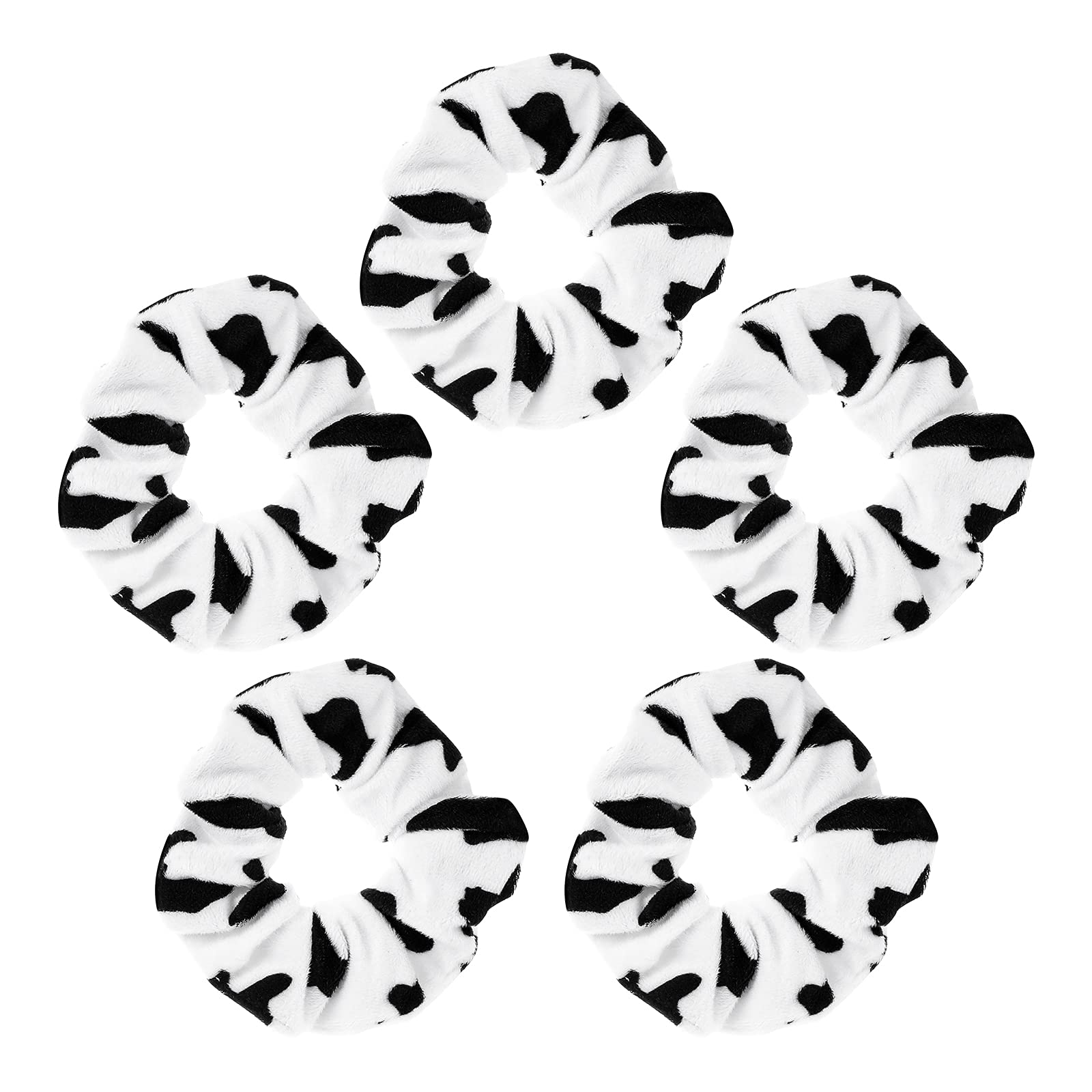 Amosfun 5Pcs Cow Print Hair Silk Scrunchies Elastic Hair Bands Hair Ties Ropes for Women Girls Hair Accessories