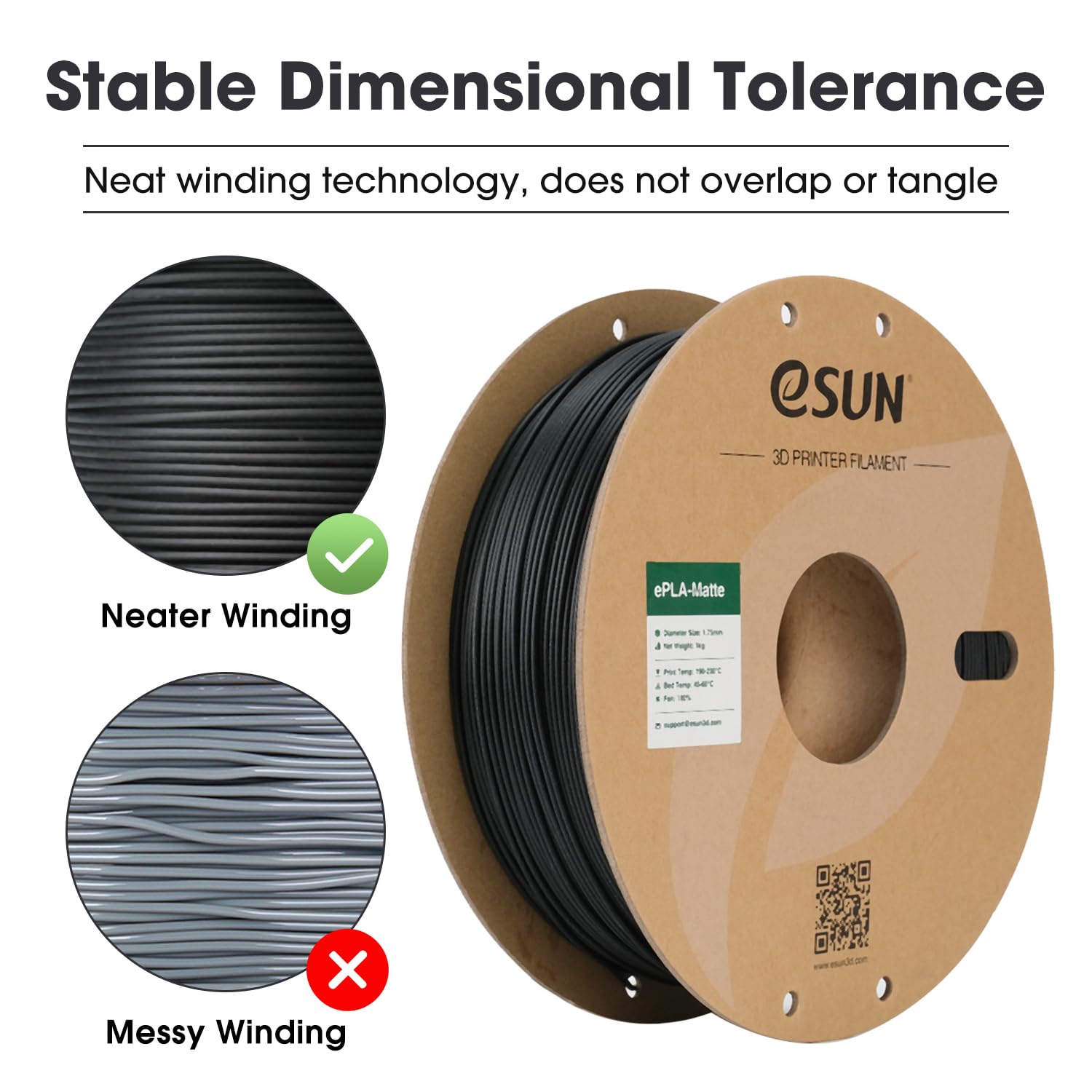 eSUN Upgraded Matte PLA Filament 1.75mm, Matte PLA 3D Drucker Filament, glanzfreie Farbe, mattierte Textur, 1KG pro Spule, 2 Spulen für 3D Drucker, Dunkelschwarz+Feuerrot 5