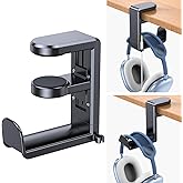 Coolpow Gaming Headphone Stand for Desk【360°Rotating】PC Headset Holder for Desk Hook Mount, Headset Stand Holder Clip Under Desk Headphone Hanger for Airpods Max, HyperX, Sennheiser All Headphone Size