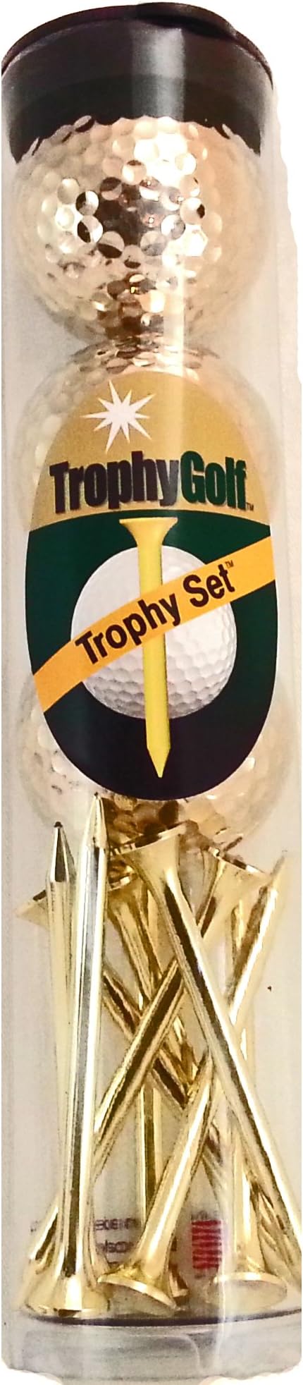 TROPHY GOLF 3 Golf Balls and 9 Golf Tees Set, Gold