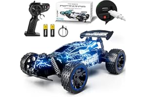 Tecnock RC Cars Remote Control Car for Boys and Girls, 1:18 Scale RC Car with LED Lights, 2.4GHz 2WD All-Terrain RC Truck, Re