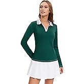 MathCat Womens Golf Shirts, Long Sleeve Polo Shirts Collared V Neck Tennis Shirts Breathable Athletic Tops