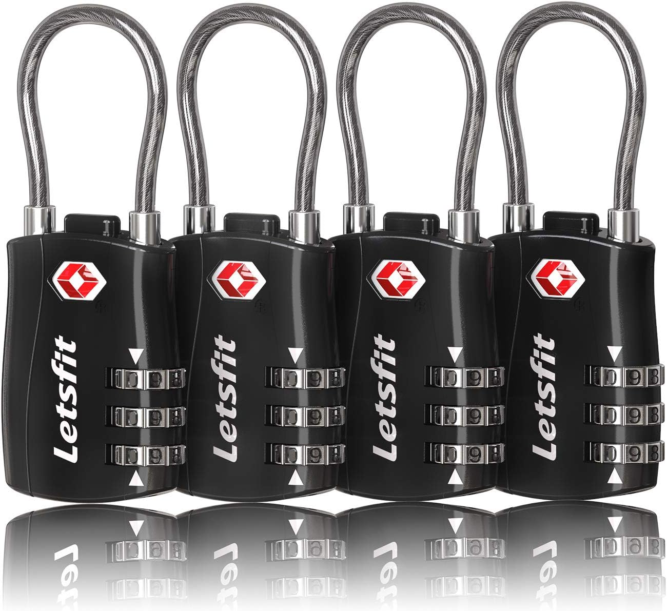 TSA Approved Luggage Locks, Letsfit Combination Lock, Pad Locks for Backpacks, Ideal Small Cable Lock for Travel Luggage Sets
