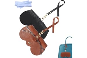 Chfory Soft Leather Sunglasses Bag, Portable Leather Glasses Case Holder Sunglasses Pouch, glasses Organizer Bag with Strap