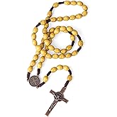 JUXINGDAZYF Rosary Beads Handmade Wooden Rosarios Catolicos Metal Cross For Catholic Or Christian Gift(Weave Brown)