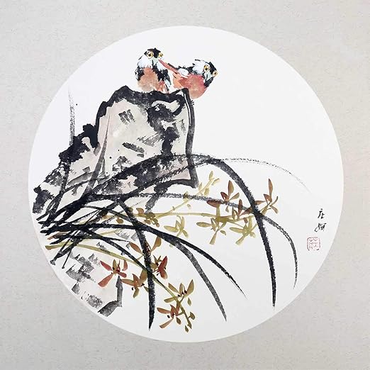 Tooarts Cuadro De Pared Tradicional De Orquidea Flores Y Aves Arte