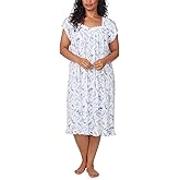 Eileen West Sleepwear & Loungewear for Women - Cotton Pointelle Knit Collection - Lightweight Cap Sleeve Waltz Nightgown