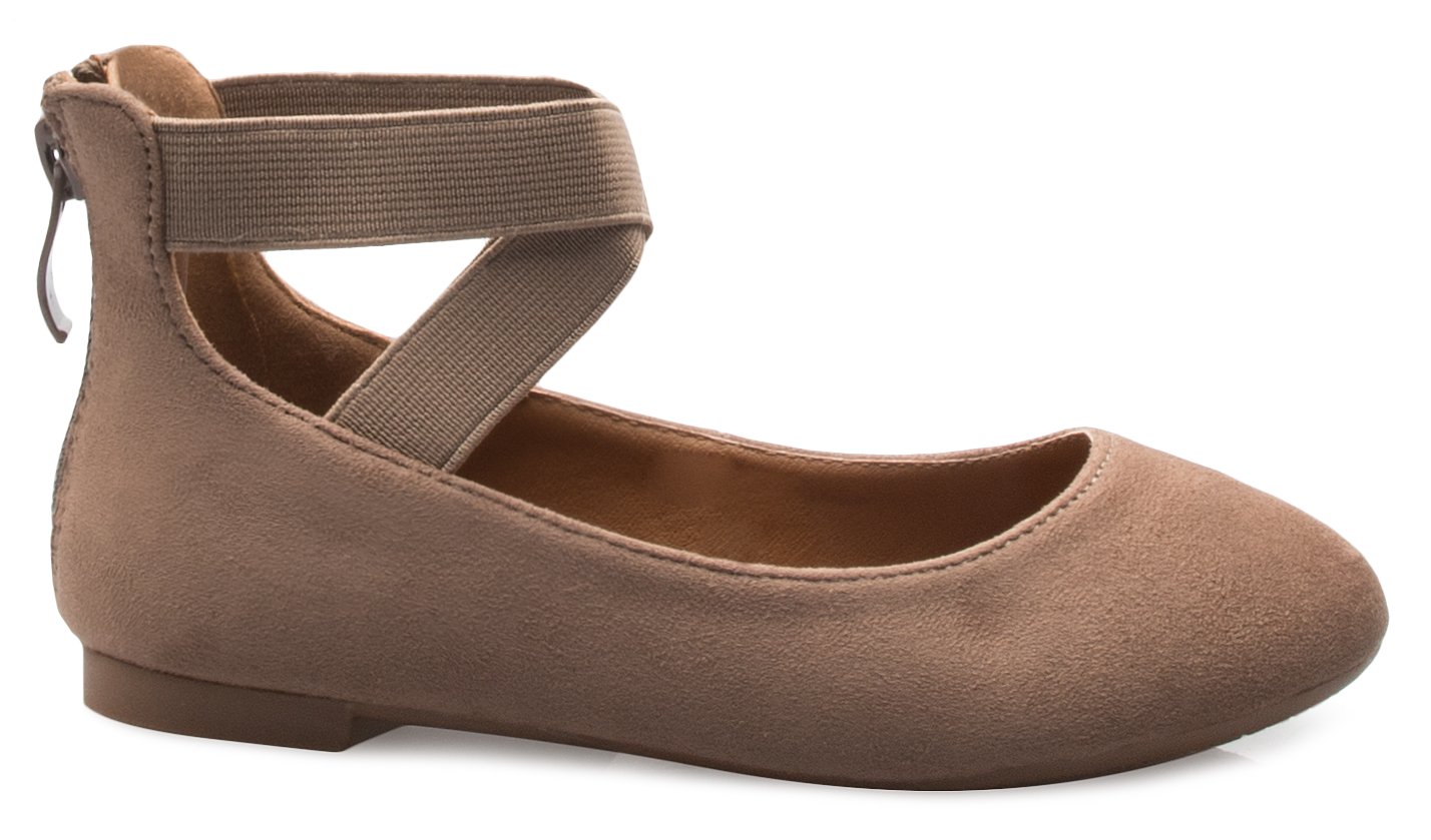 Olivia K Girls Elastic Cross Strap Slip On Sandal - Comfortable Closed Toe Ballet Flats - Low Ankle Strap Shoe - Image 3