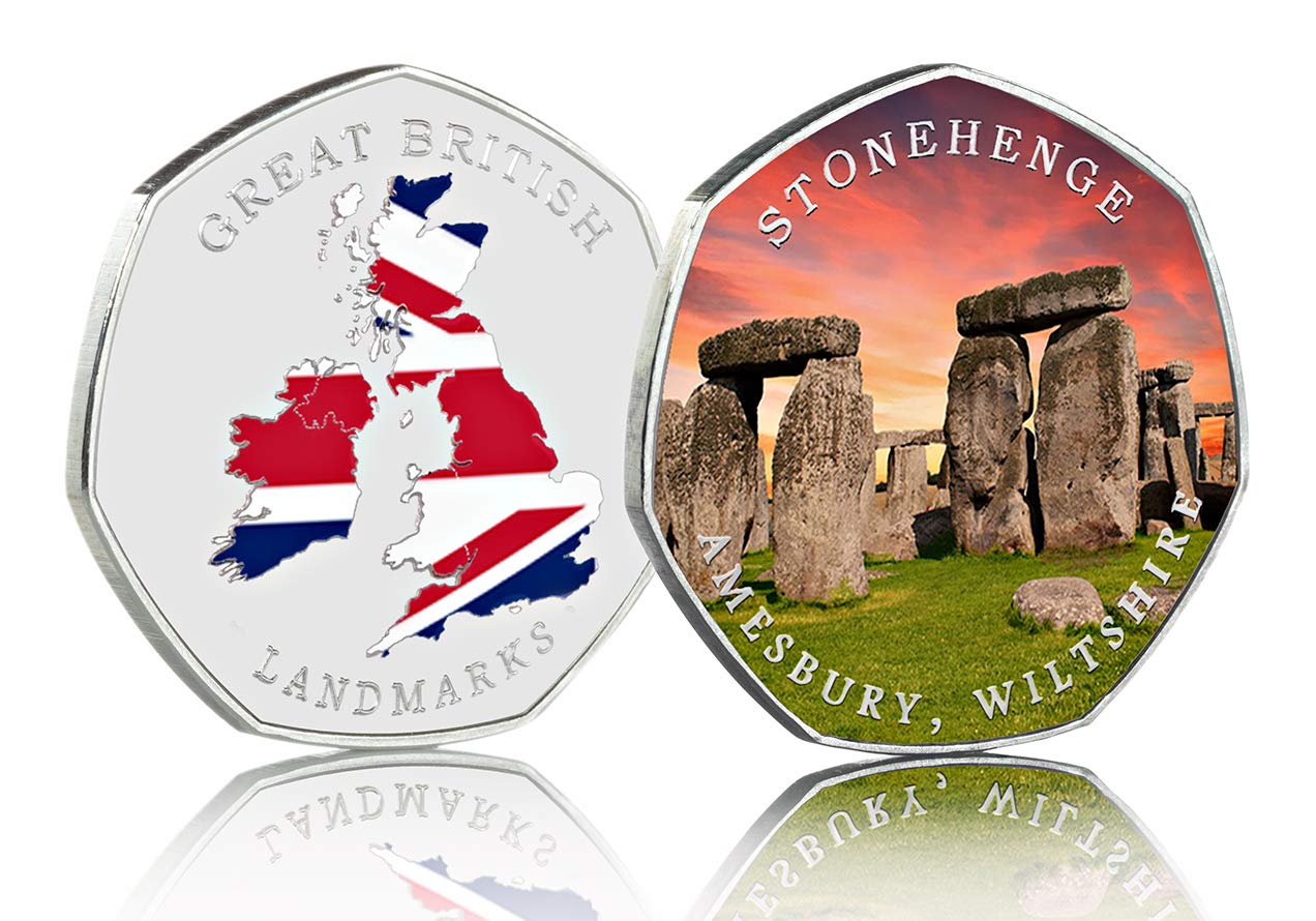 The Commemorative Coin Company STONEHENGE Full Colour Silver Commemorative GREAT BRITISH LANDMARKS