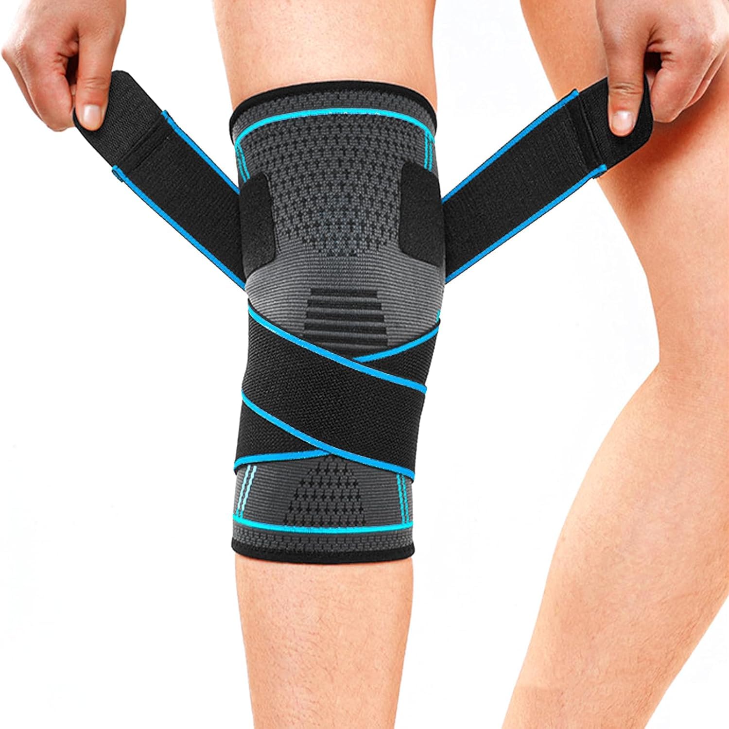Gcbiger Knee Support Brace with Adjustable Straps for Men & Women, Professional Knee Protector for Meniscus Tear, Arthritis, Sports Joint Pain Relief, Running, Basketball