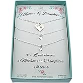 Mother and Two Daughter Heart Necklace Set | 925 Sterling Silver | 16" and 18" Chains | Mother Daughter Jewelry