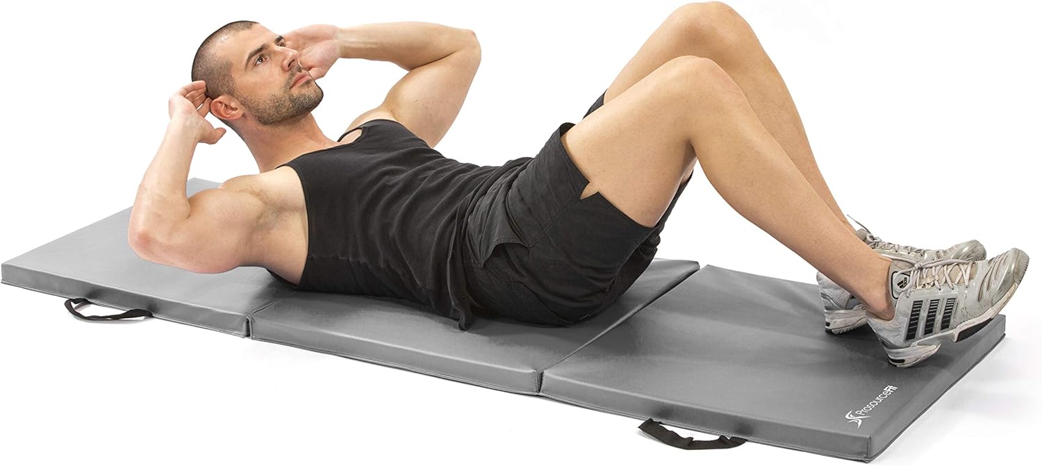 ProsourceFit Tri-Fold Folding Exercise Mat - Grey : Sports & Outdoors