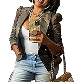 Symina Camouflage Jacket for Women Lightweight Casual Long Sleeve Lapel Camo Blazer Jackets with Pockets