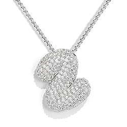 KissYan Bubble Letter Necklace Silver, White Gold