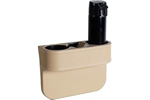 IOKSCTER Car Seat Organizer Cup Drink Holders Multi Functional Gap Filler Storage Box Insert Organization Helps Reduce Distracted Driving&Holds Phone Mount Mug Bottle Cellphone (PUBD-Beige)