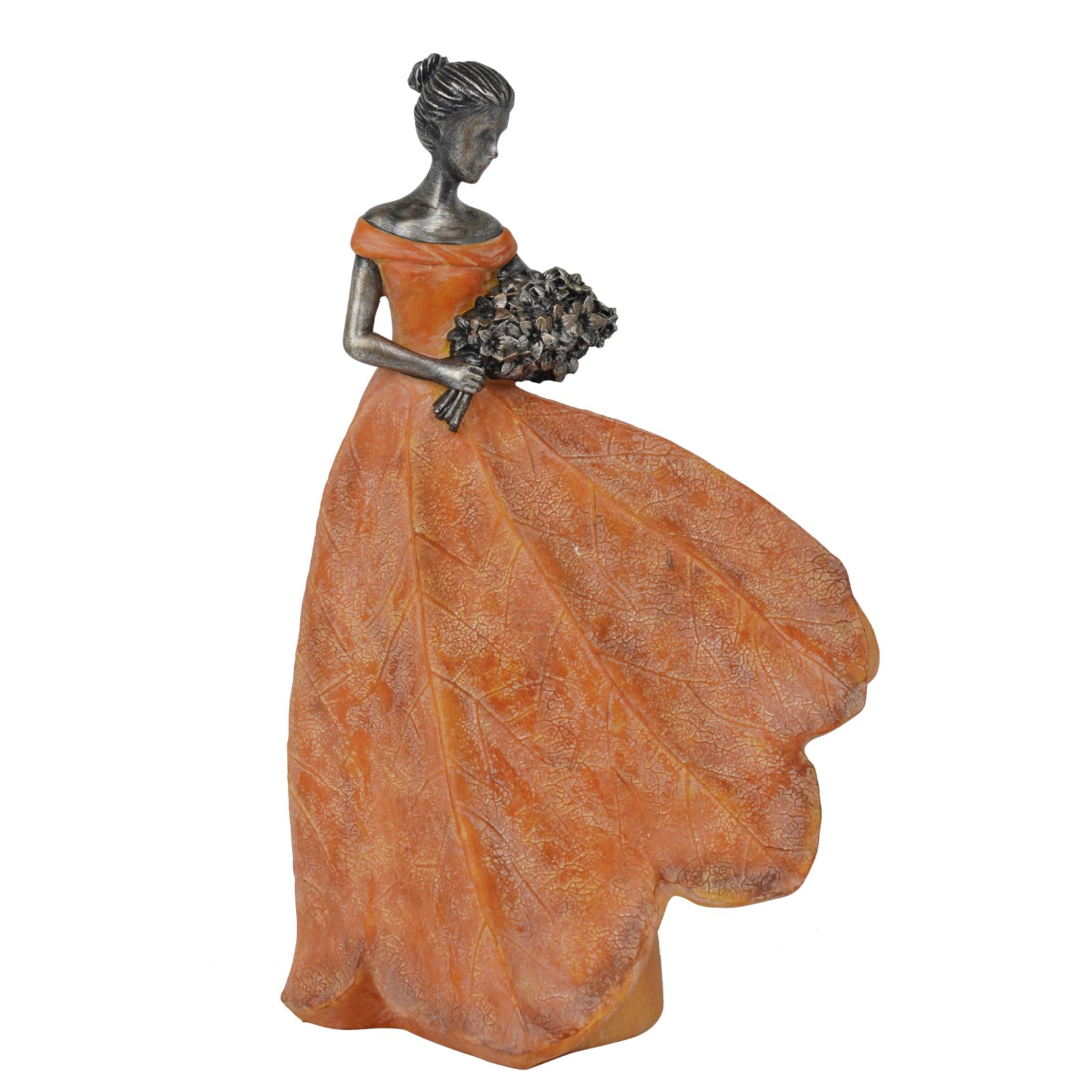Guichifun Fairy Statue Collection Home Decoration - Orange Leaf Angel Girls Resin Fall Thanksgiving Decor for Outside or Inside Rustic Garden Outdoor Yard Figurines Gift 7.5 x 4.5 x 11.5 Inch Image