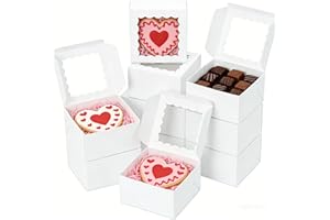 XINHPKGG 50pcs Cookie Boxes 4x4x2.5 Inch Bakery Boxes with Window Treat Box Dessert Box for Wedding Favors Party Mother's Day