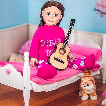 Single Stackable 18 Inch White Doll Wooden Bed & 3 Piece 18 Doll Bedding Set! Mahogany Stained Furniture & Accessories Fits American Girl . Buy 2 to Make a Sleepover Party Bunk Bed