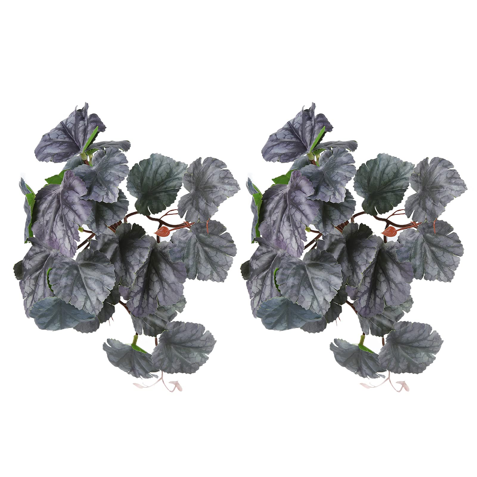 QITERSTAR 2PCS Artificial Plastic Plant, Easy To Install Plastic Reptile Plant with Suction Cup for Reptile Pet Nests for Fish Tanks (Bicolor Begonia Leaf)
