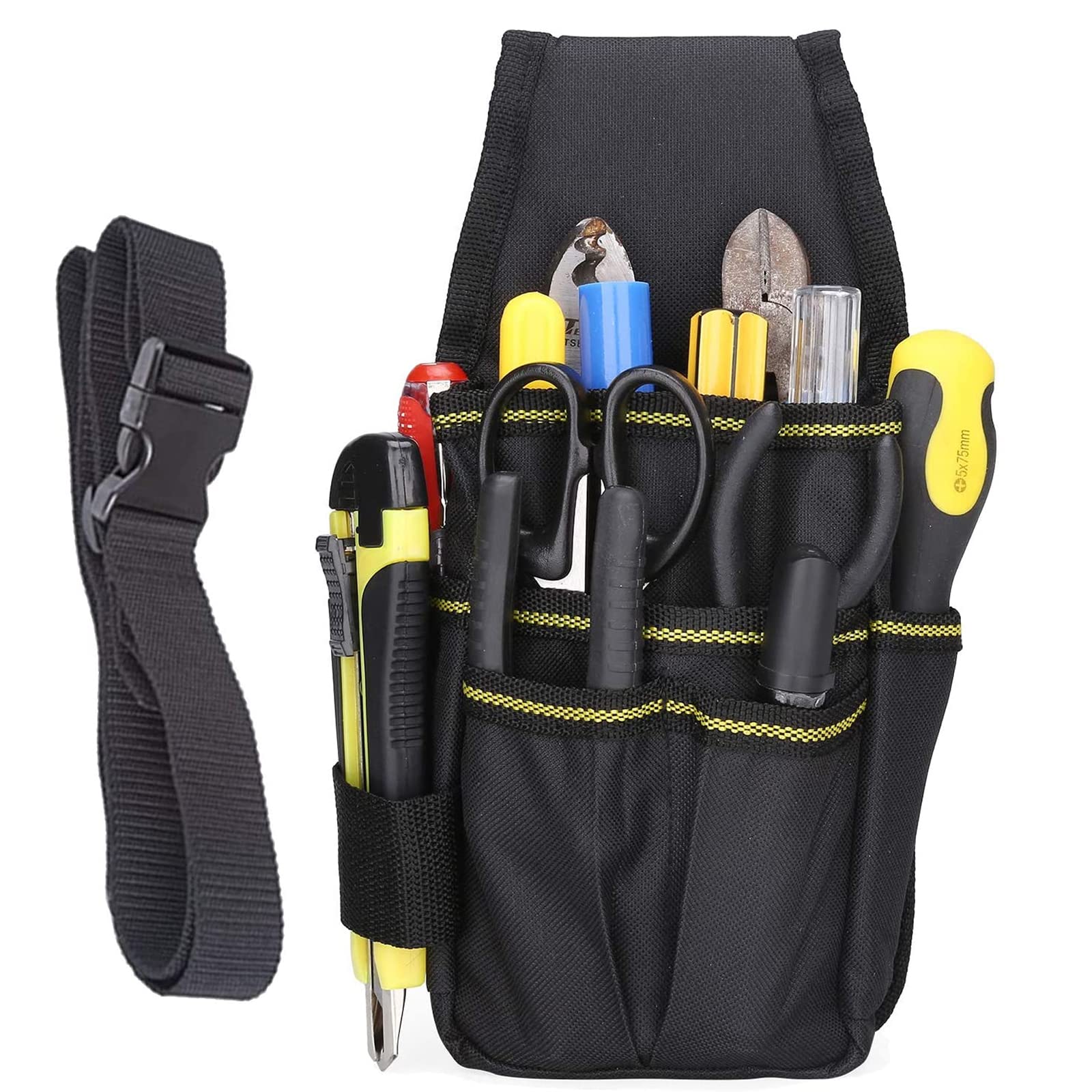 Tool Belt Pouch, Multi-Pockets Storage Organiser, Adjustable Waist Tool Belt Pouch, Professional Waterproof Tool Bag with Nail Pockets, Hammer Loop for Carpenters, Electrician, Builders (Unisex)